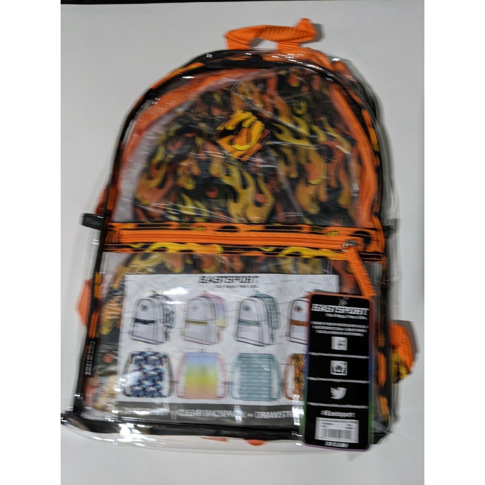 Eastsport Clear / Drawstring Sling Flames 2 Piece Set Student Backpack
